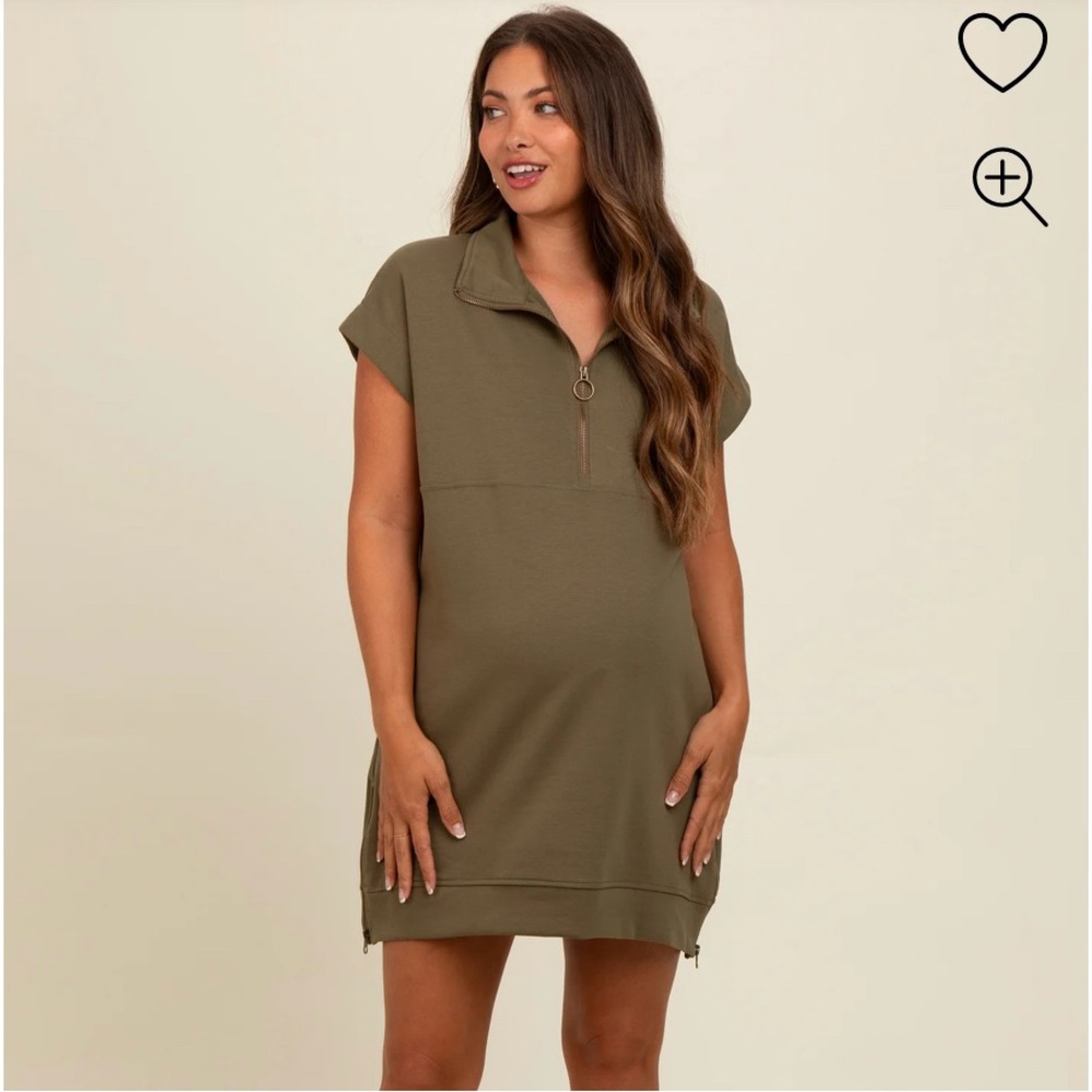 PINKBLUSH Olive Green Casual Dress - Bump Friendly